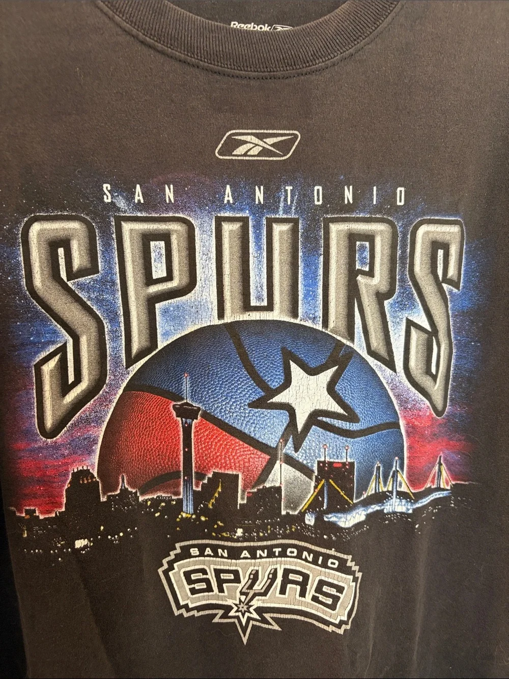 Reebok Black San Antonio Spurs Graphic Short Sleeve Tee SZ XL